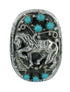 Southwest Authentic Sterling Silver Turquoise Horse Ring Size 8-1/4 QX84658